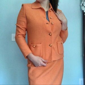 St. John Orange Cream Knit Suit